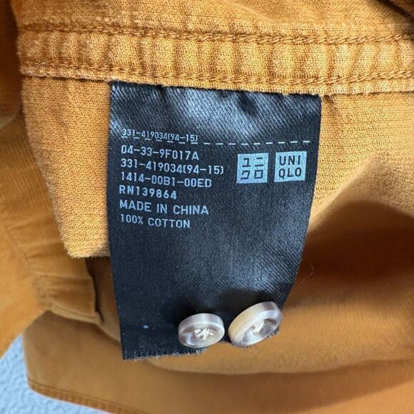 Uniqlo Shirt Mens Size XS Mustard Corduroy Long Sleeve - Picture 8 of 9